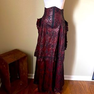 NWOT LIP SERVICE Vice Y2K rare pvc/pleather/vinyl long skirt with train